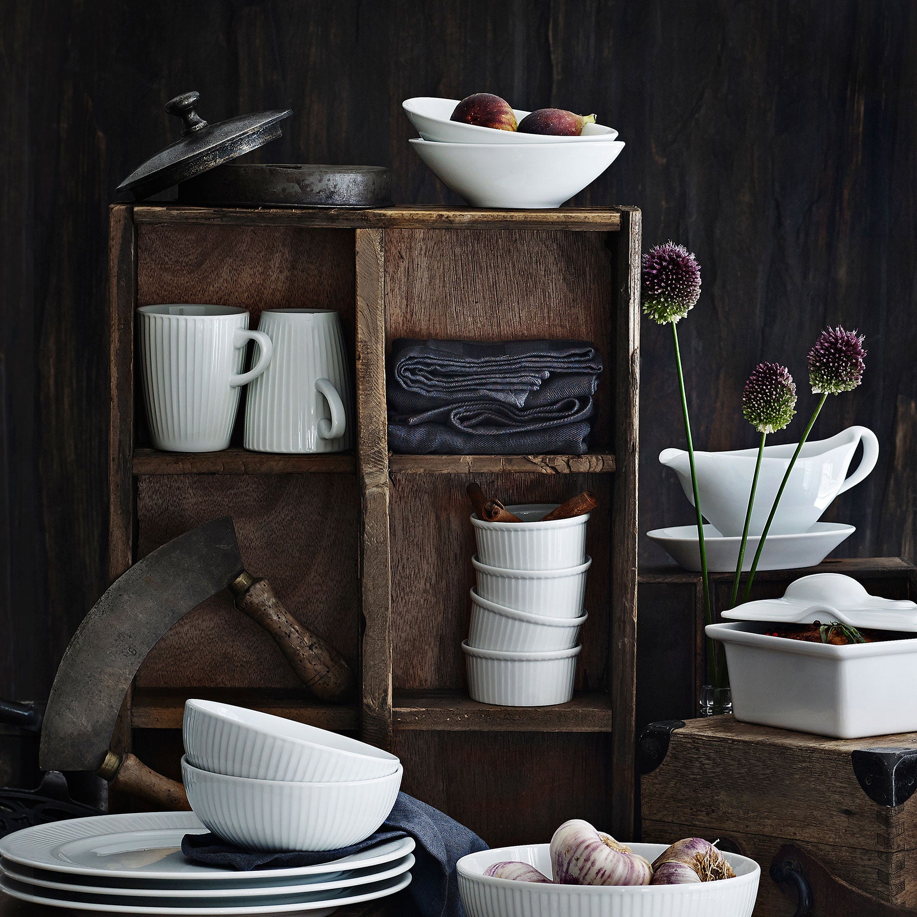 Plissé krus 27 cl hvid